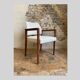 Fauteuil Mid Century bois et tissu laine bouclée