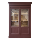 2-door solid wood display case - burgundy