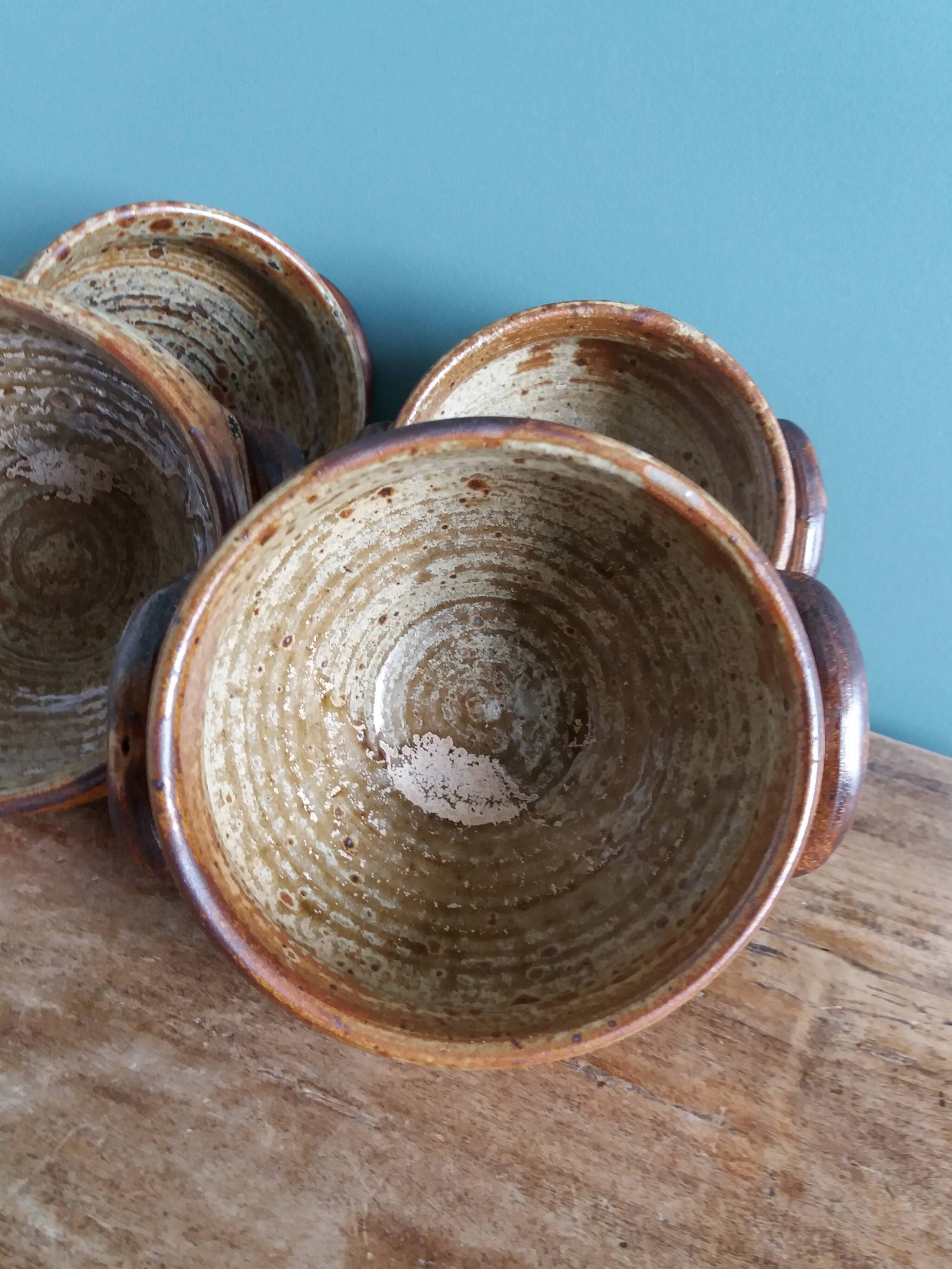 Soup bowls in Puisaye pyrite stoneware by Jean-Pierre Prud'homme