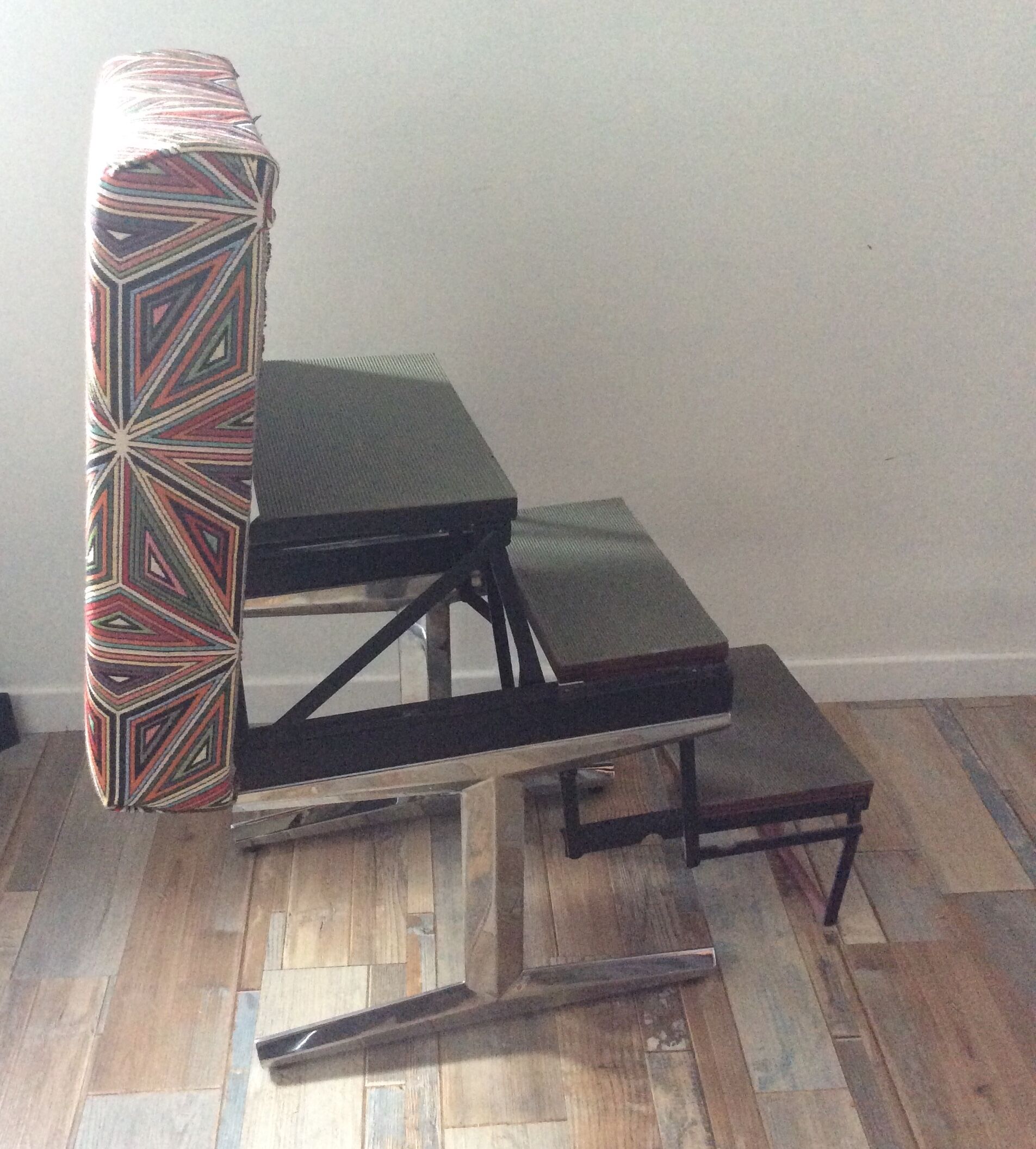 Stool with built-in stepladder from the 70s