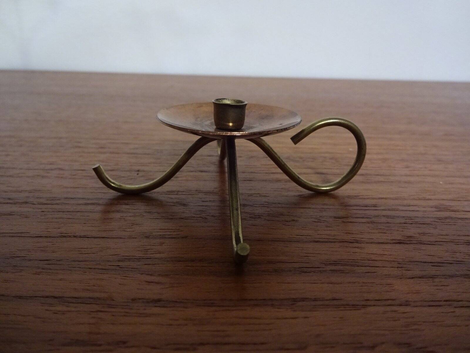 German filigree brass and copper candleholders, 1960s, set of 3