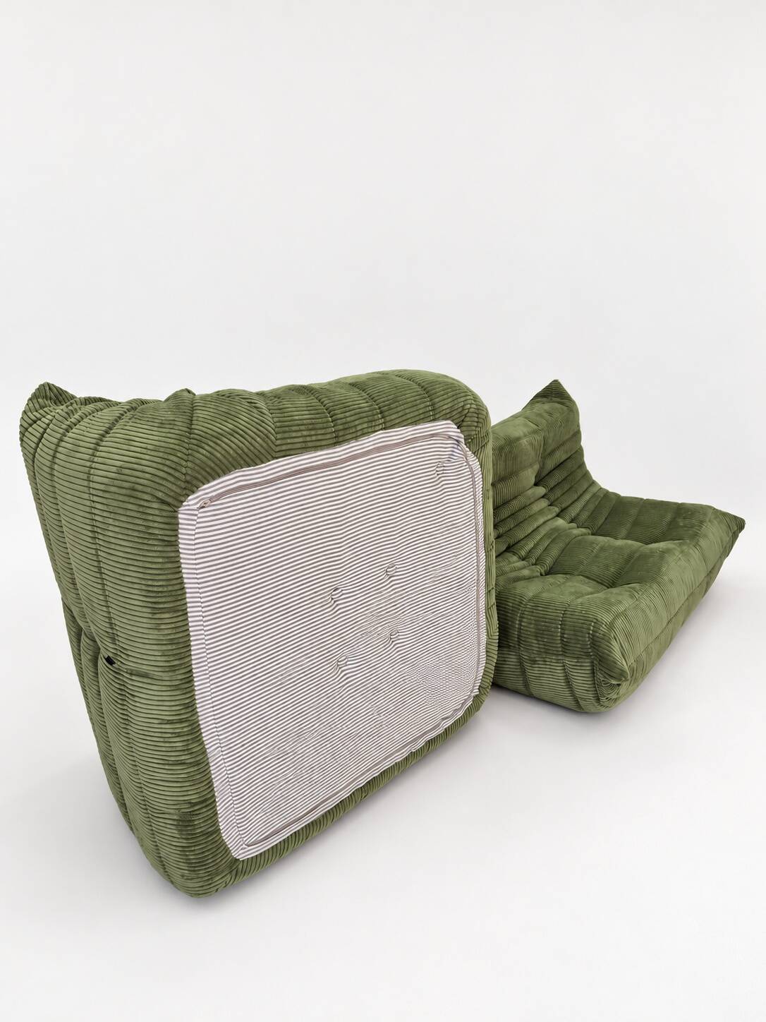 Michel Ducaroy for Ligne Roset Olive Togo 2-seat Sofa and corner seat, Set of 2