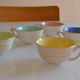 5 earthenware coffee or tea cups from saint amand france 1950