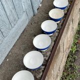7 mini coffee bowls with blue polka dot decoration