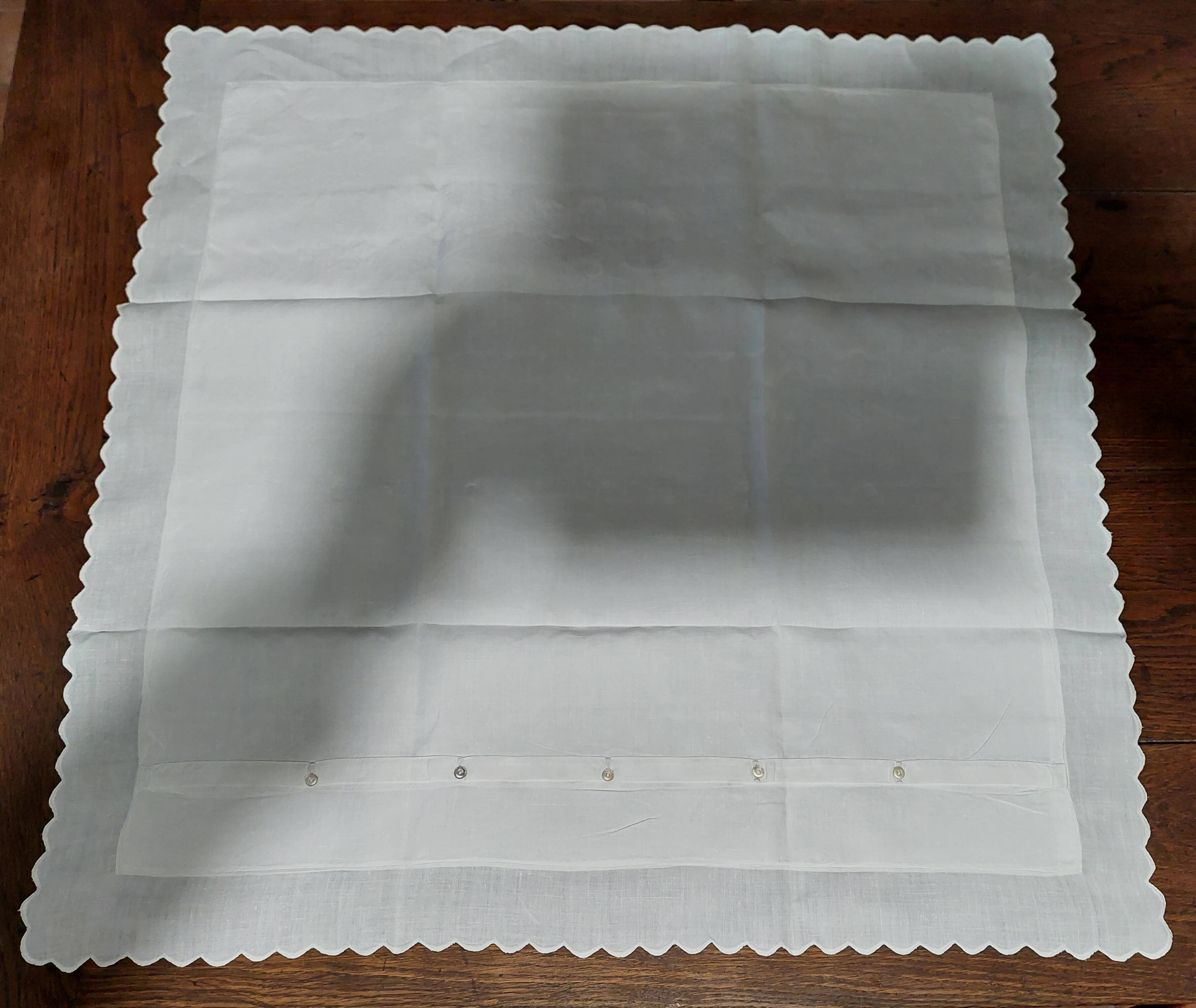 Old white linen pillowcase embroidered monogram ED 65 x 65 cm