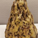 Ceramic table lamp, in greenish/brownish glaze, almost in the shape of a volcano.