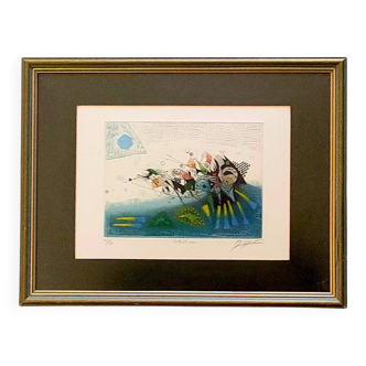 Tableau georges dussau (1947) – print 23/99 on embossed paper "vibration"