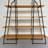 Étagère bibliothèque bois et métal design des années 80