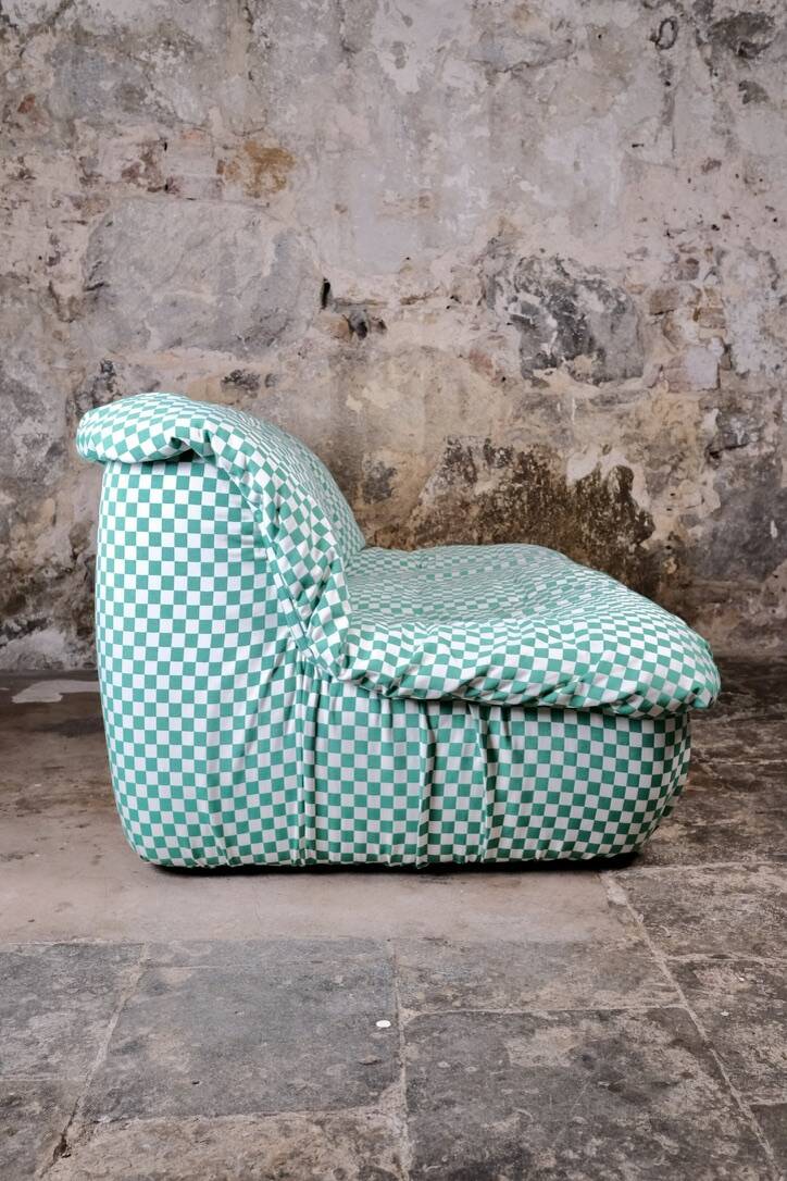 2-seater sofa in checked fabric, France, 1980