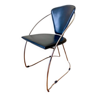 Fauteuil Arrben ,1980 design fauteuil bureau minimaliste cuir véritable luxe années 70 80