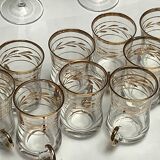 8 old shot glasses with gilding and handle
