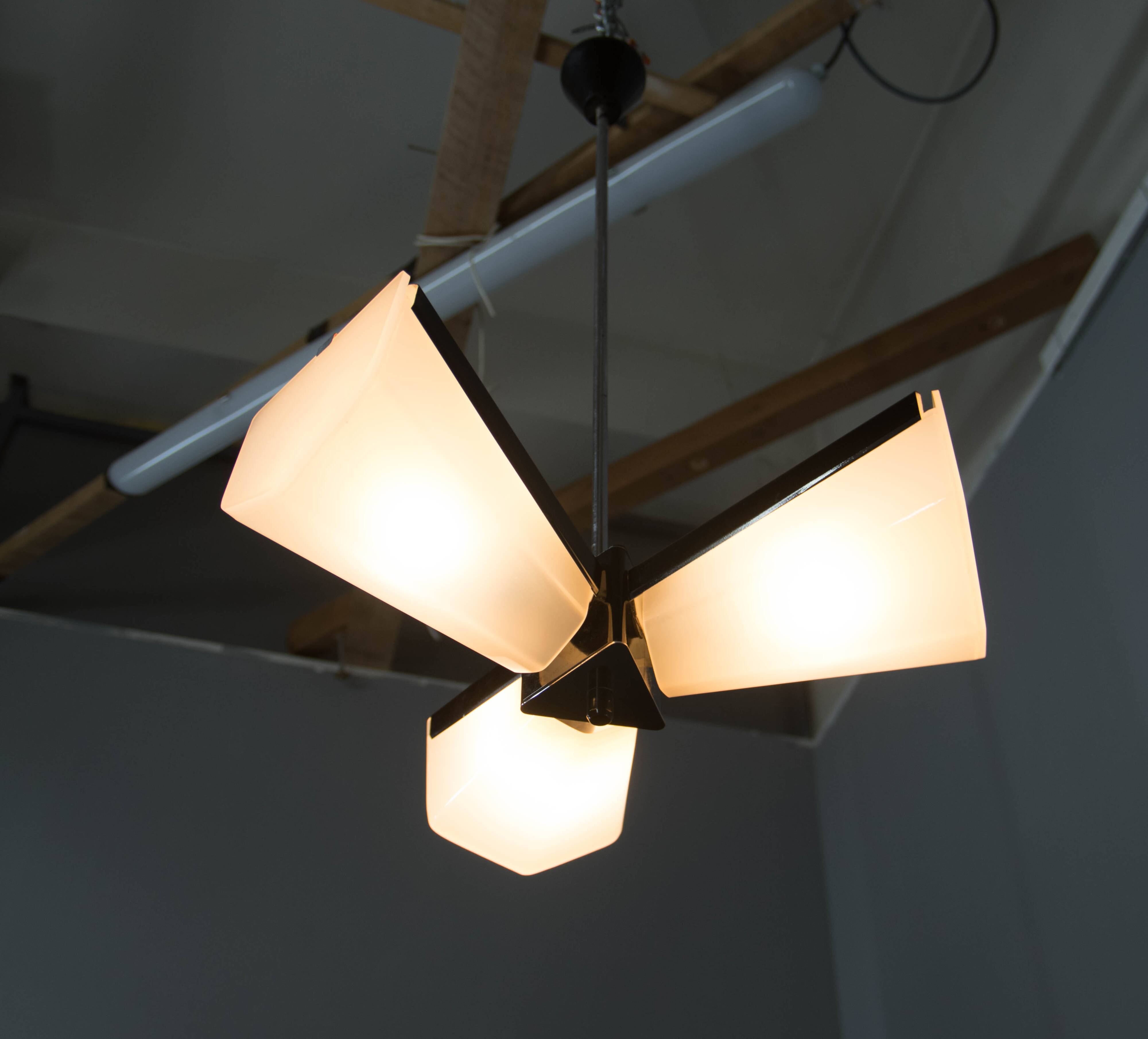 Mid-Century Plastic and Metal Chandelier by Lidokov, Czechoslovakia, 1970s