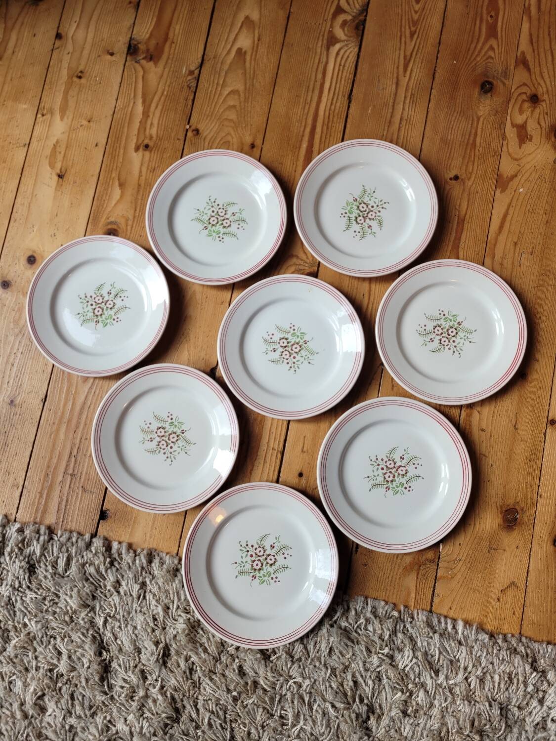 Set of 8 Sologne dessert plates from Lunéville