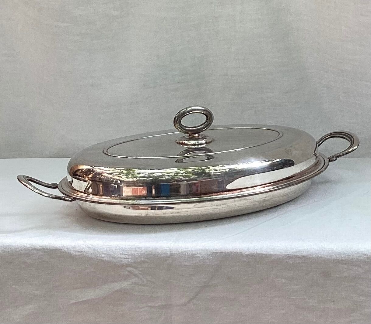 Silver metal covered dish signed Lancel dimension: height -14cm- width -48cm-