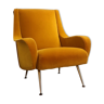 Fauteuil vintage italien en velours jaune vers 1960