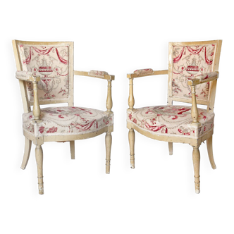 Pair of lacquered wood armchairs