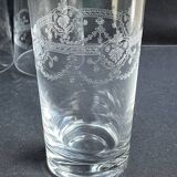 4 Engraved crystal fruit juice glasses