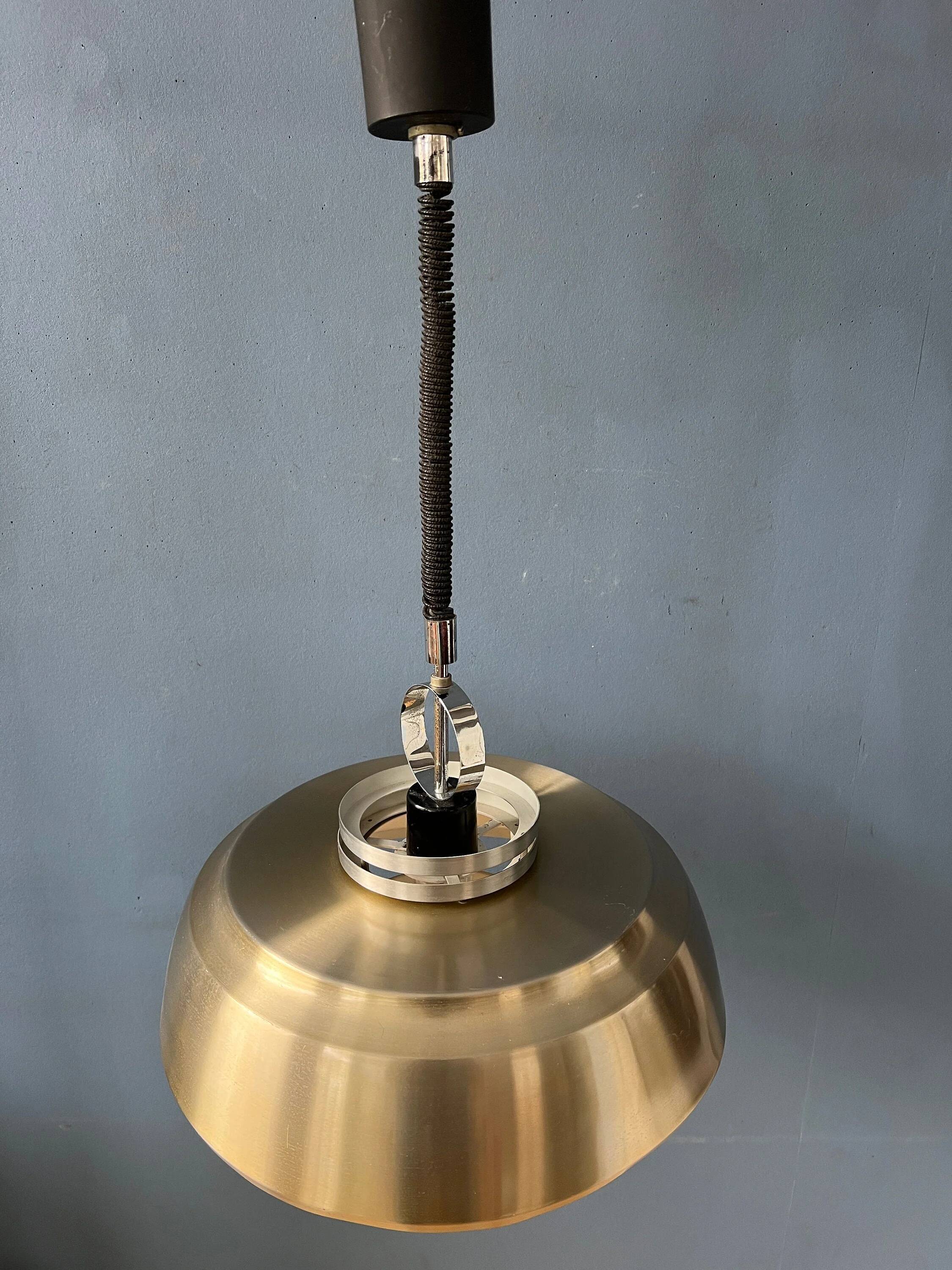 Mid-Century aluminium pendant with orange lacquer