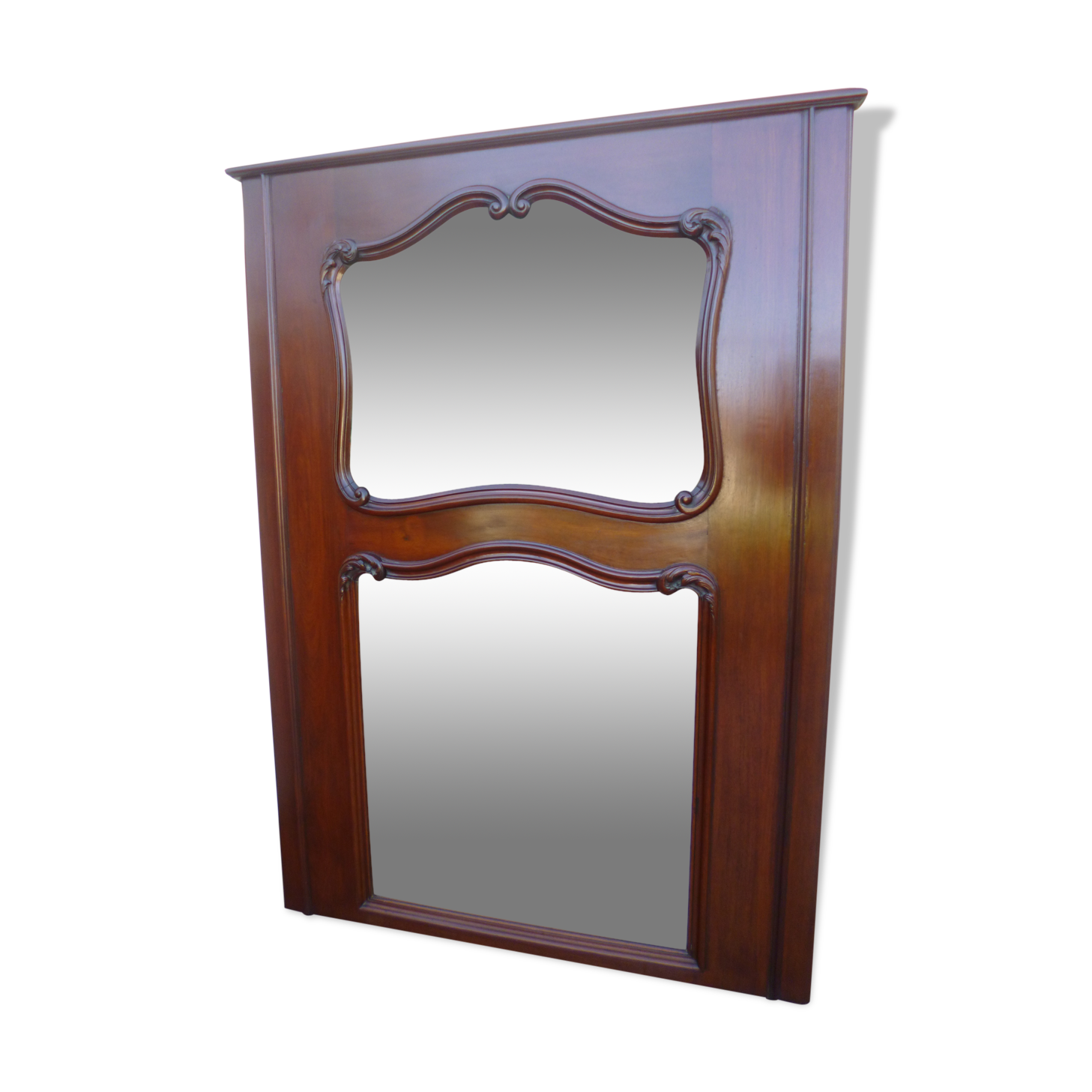 Former trumeau mirror Louis XV in mahogany 170x121cm