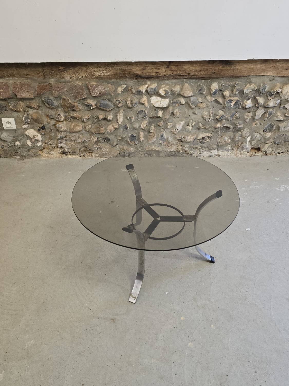 Small smoked glass coffee table 1970