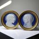 Pair of religious medallions in Limoges porcelain, circa 1900-1930.