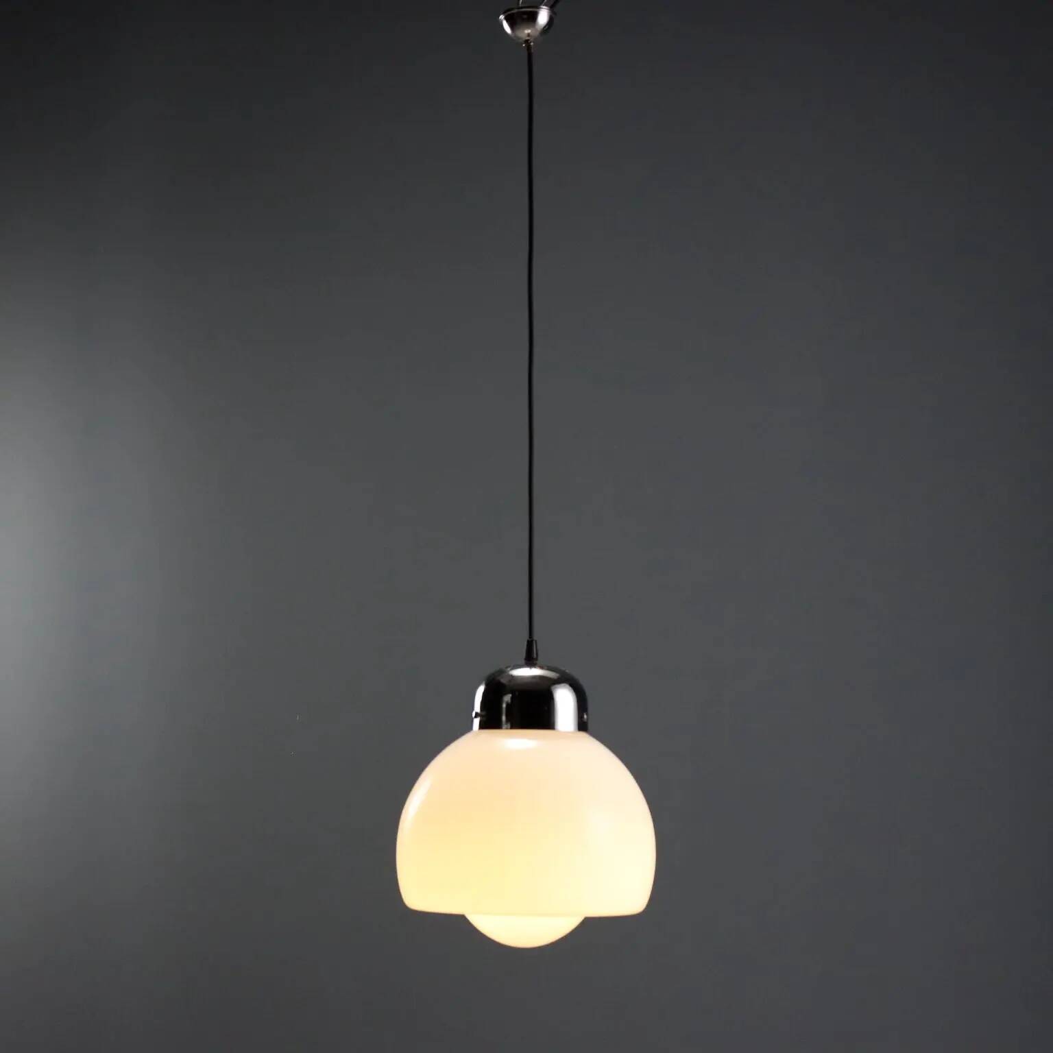 Vintage glass and metal pendant light design Italy 1960s-1970s