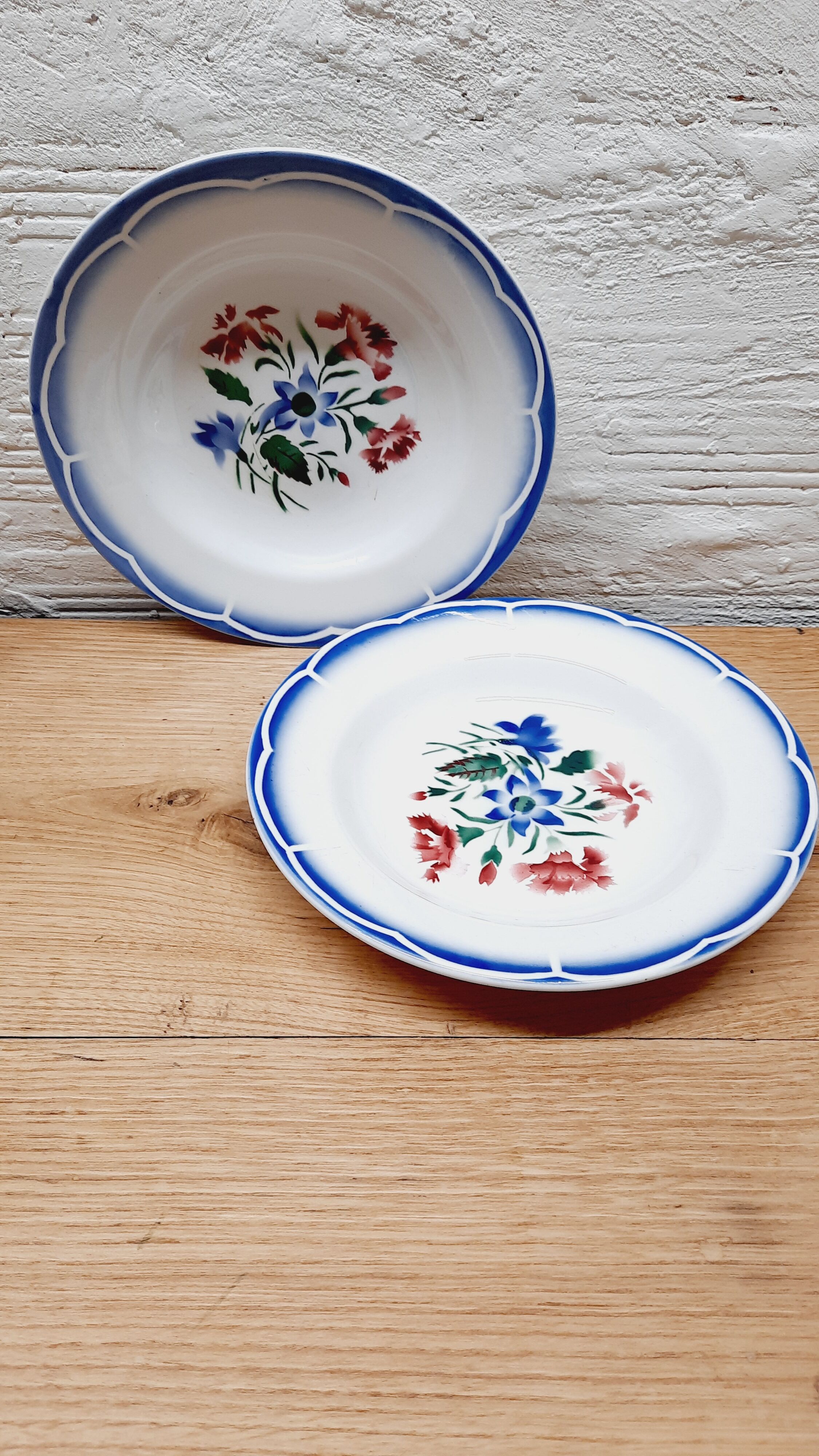 Pair of Digoin hollow plates