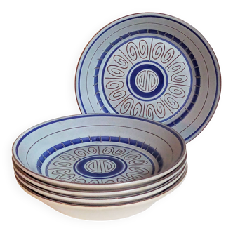 Five vintage MBFA PORNIC ceramic soup plates Daphné service