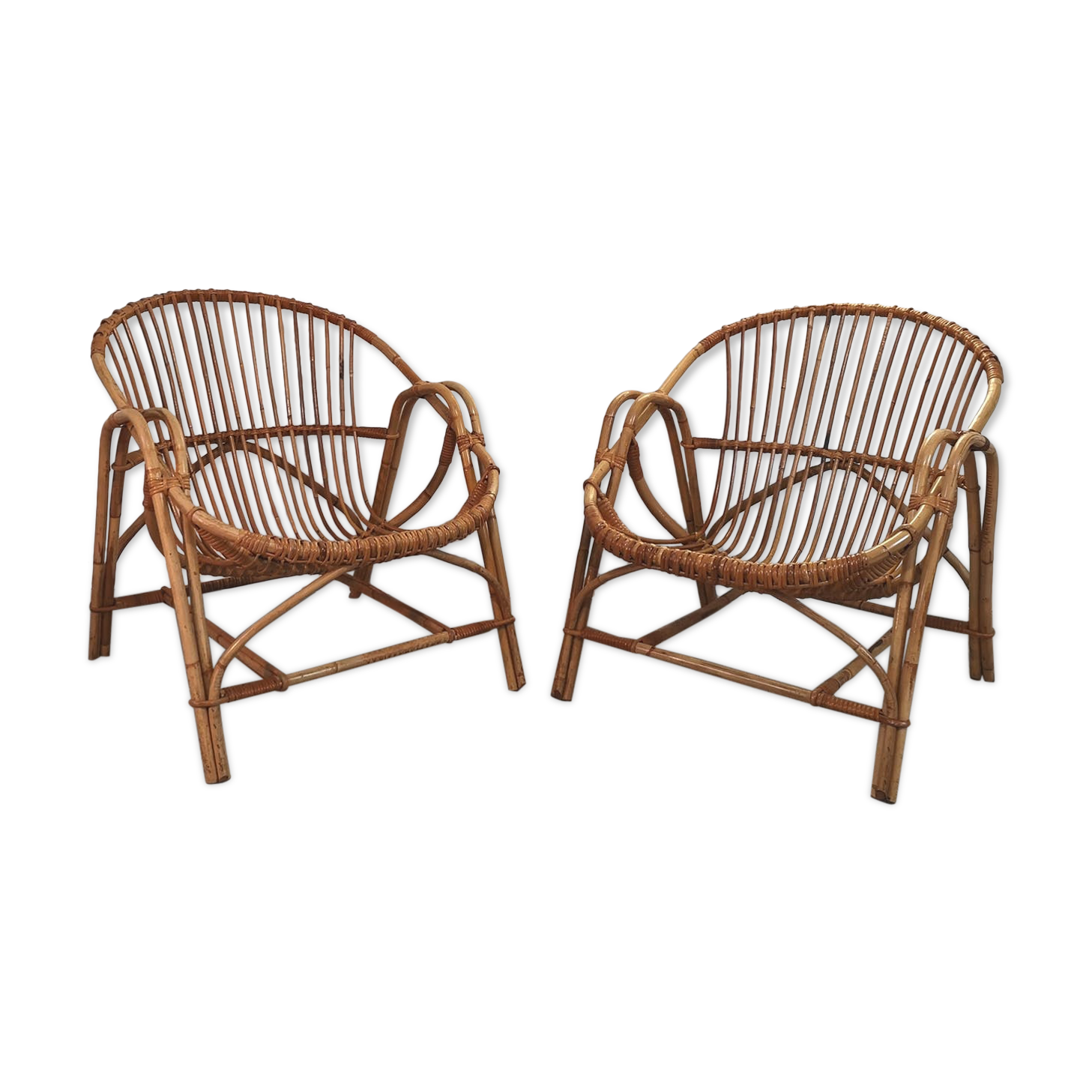 Deux fauteuils en rotin