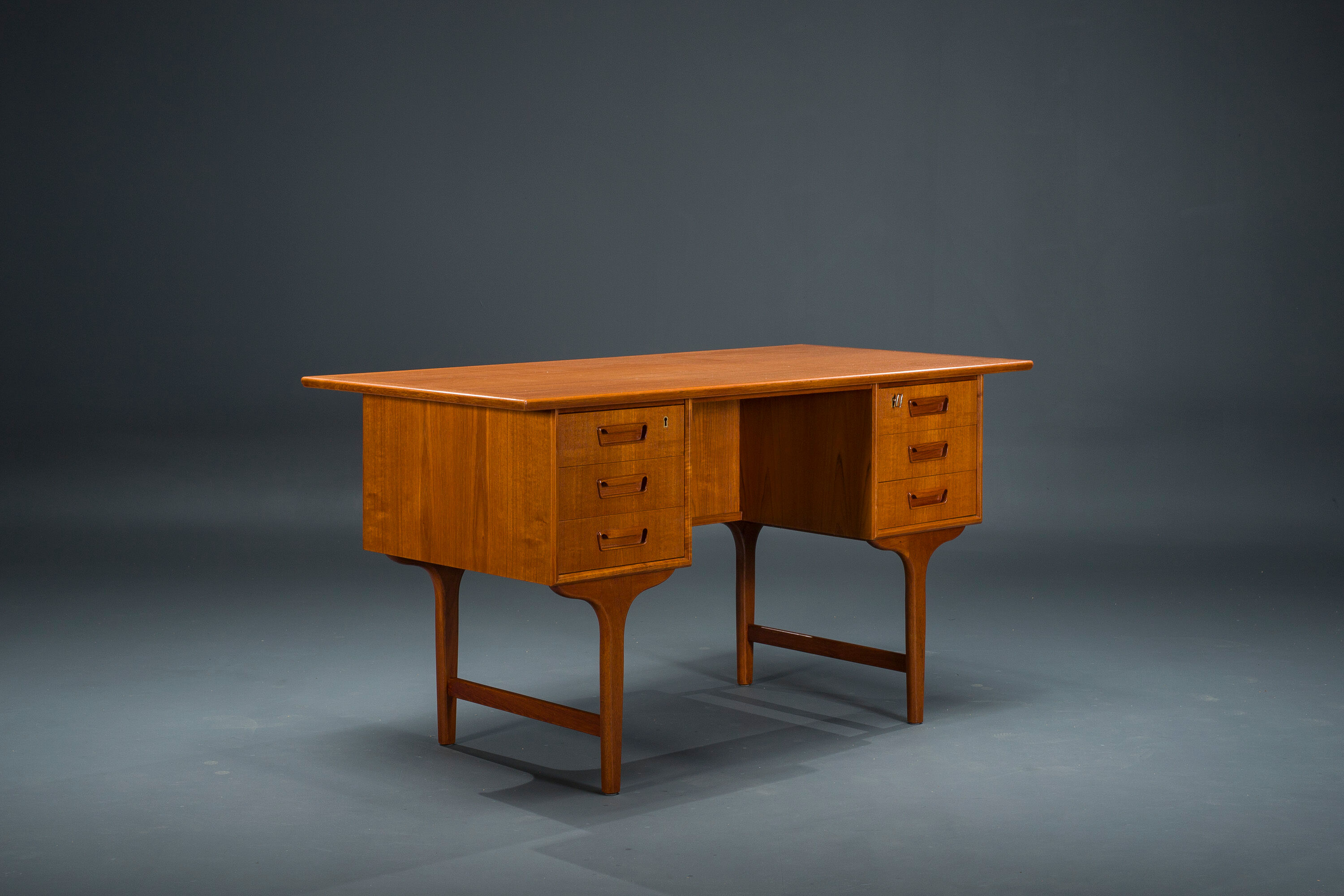 Danish teak desk by Gunnar Nielsen for Tibergaard 1960s