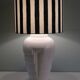Vintage Ikea table lamp in white ceramic, Memphis style with black and white lampshade.