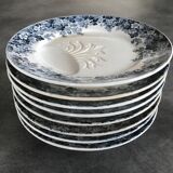 Set of 8 old asparagus plates model récamier sarreguemines & digoin