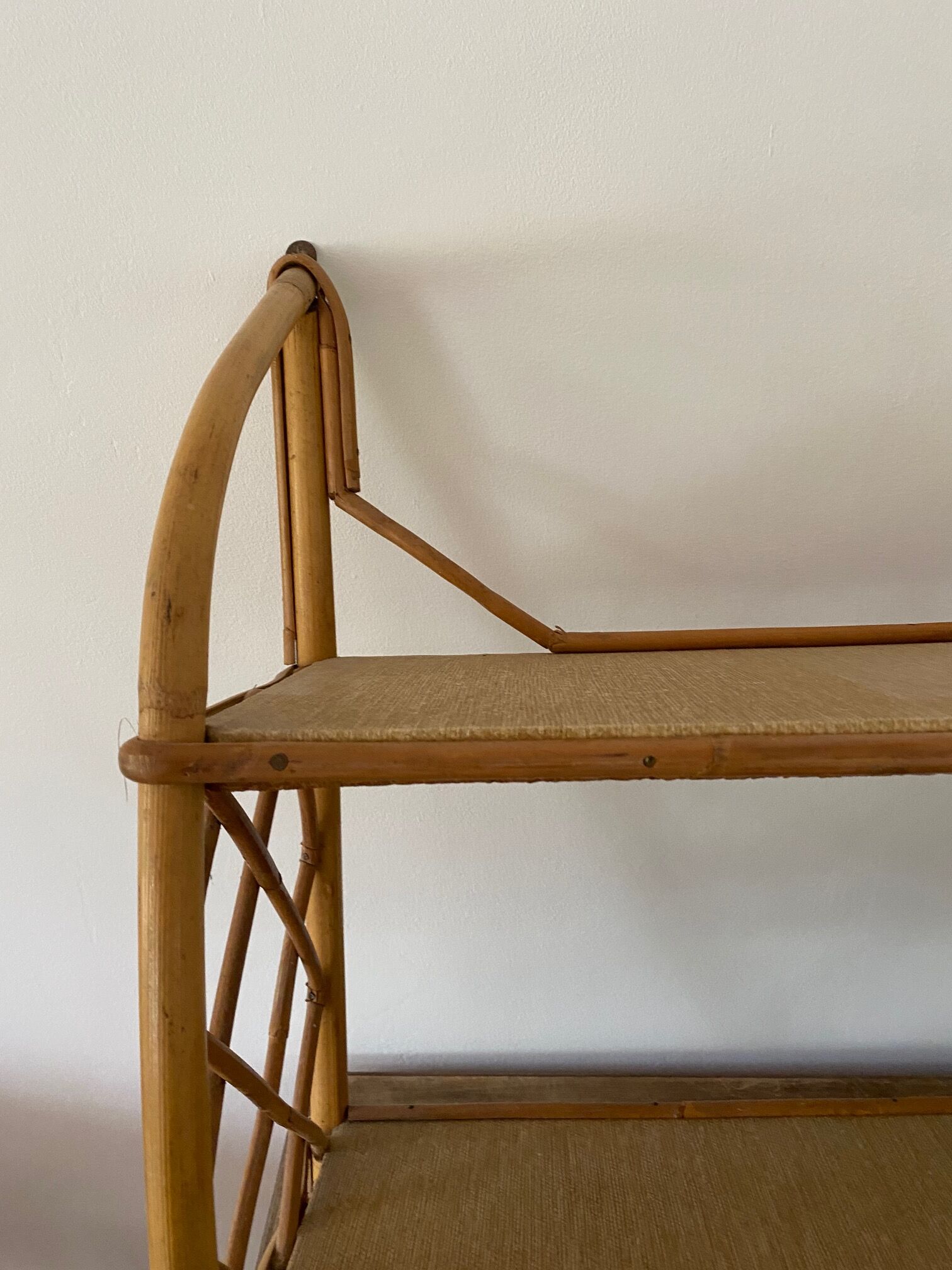 Vintage bamboo rattan shelf