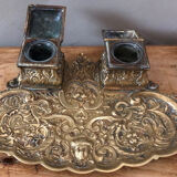 Inkwell late nineteenth in gilded bronze