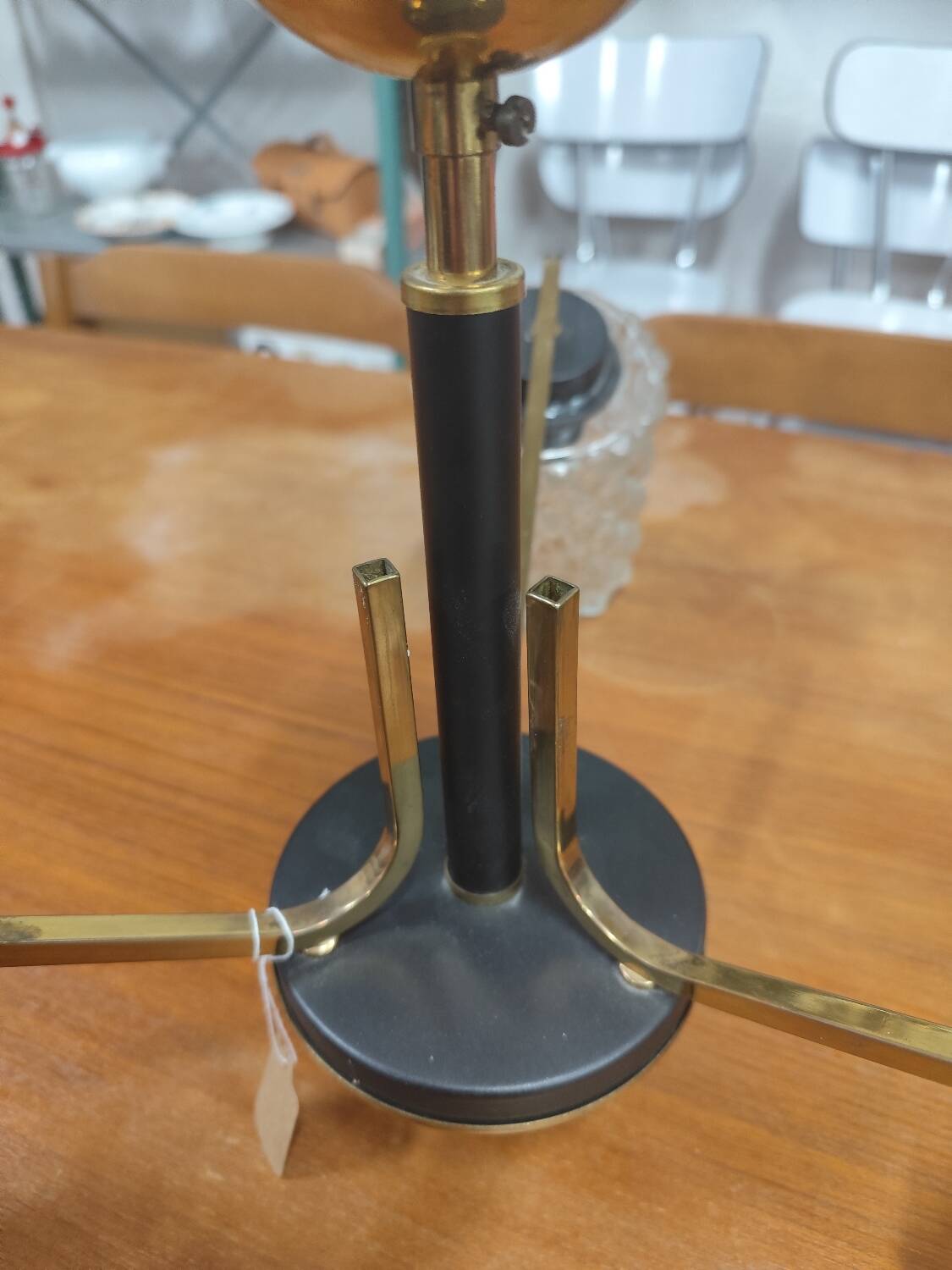 Vintage 70s chandelier with 3 clear glass globes