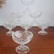 Set of 7 Arques crystal dessert bowls, Passereaux, bird decor