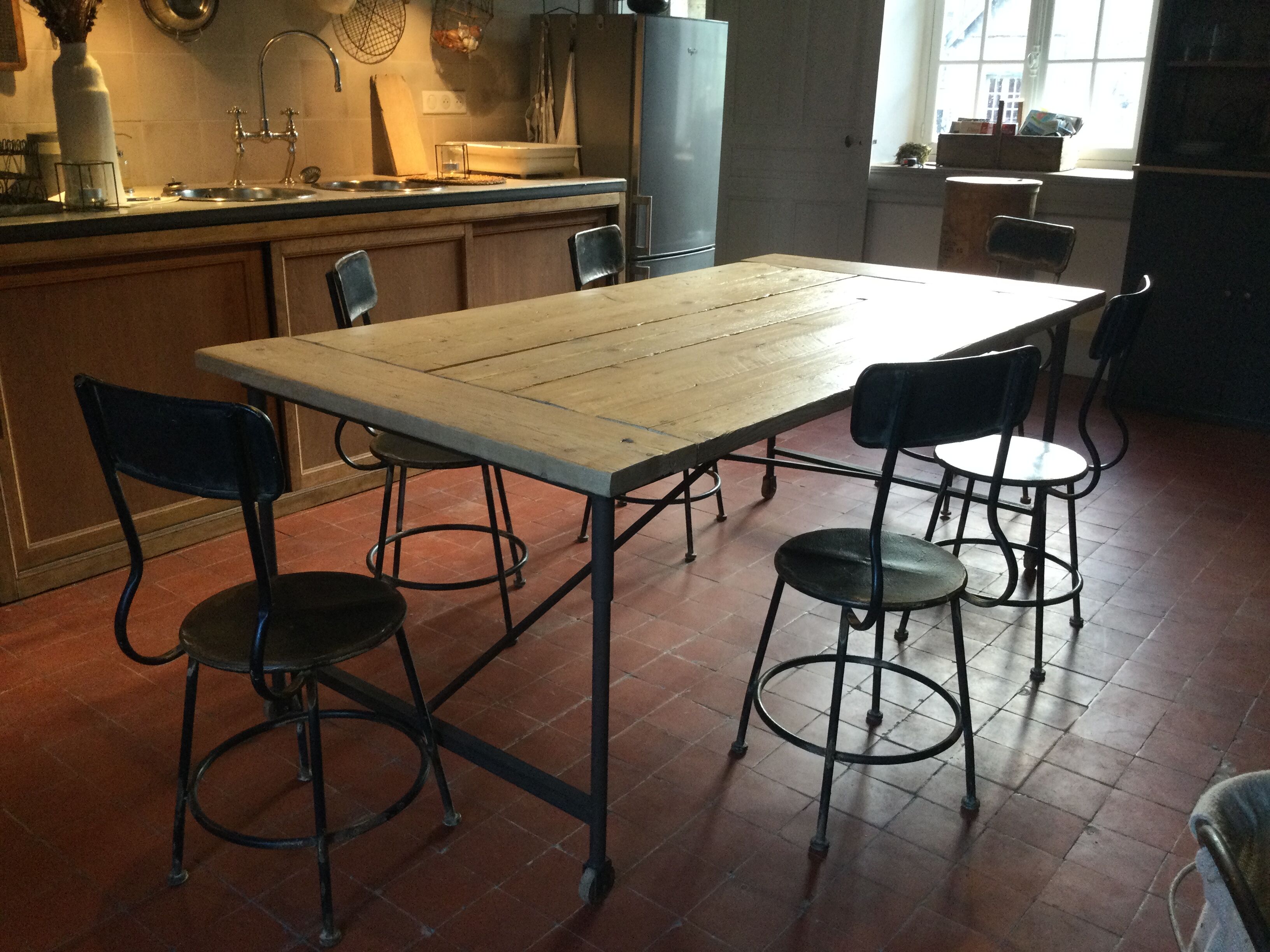 Wood and iron dining table