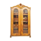 Showcase in fir wood and carved walnut, early 1900s