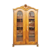 Showcase in fir wood and carved walnut, early 1900s