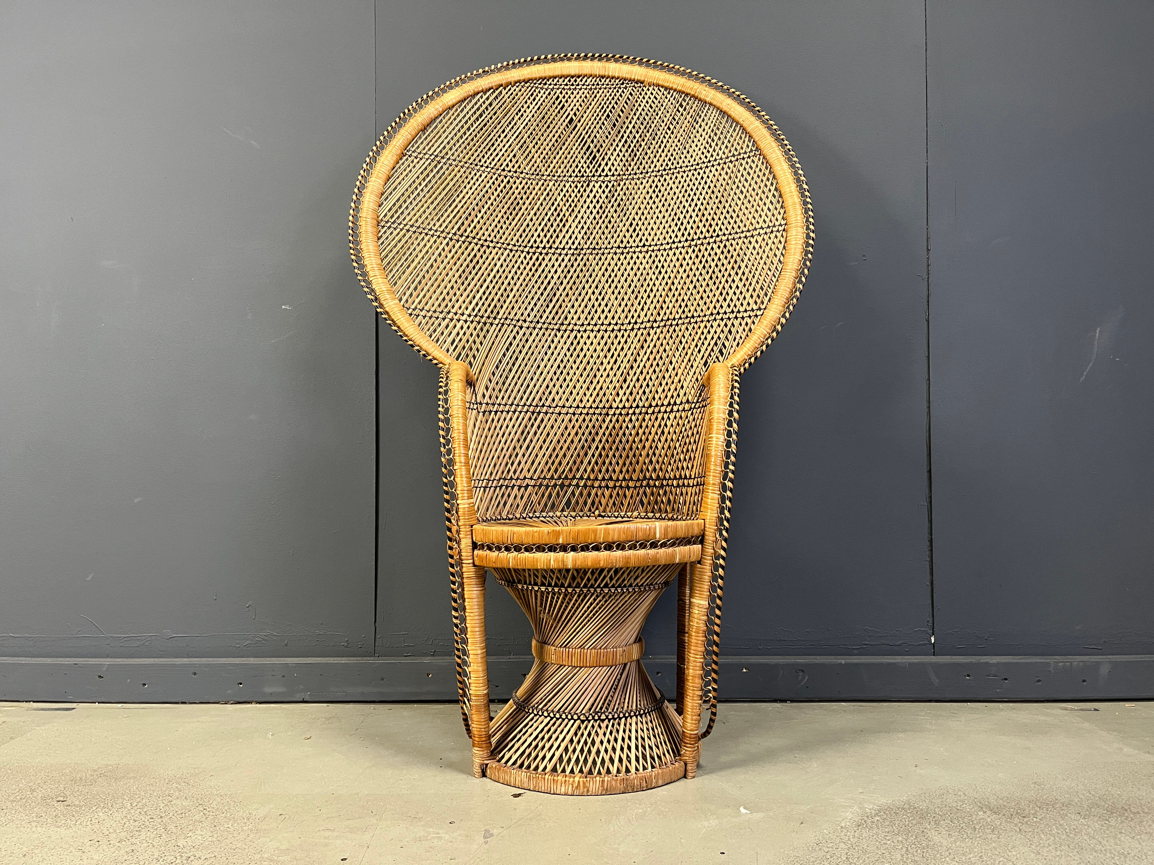 Vintage wicker peacock chair, 1970s