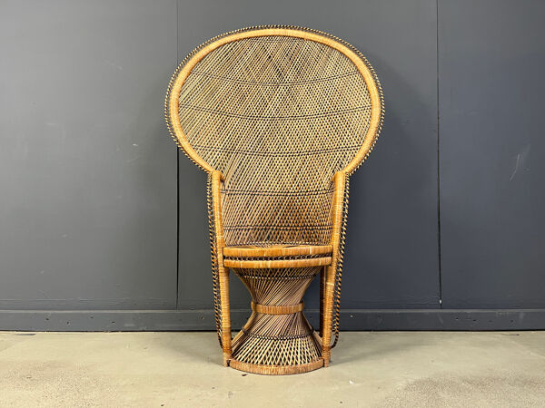 Fauteuil Emmanuelle en osier, années 1970