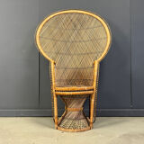 Vintage wicker peacock chair, 1970s