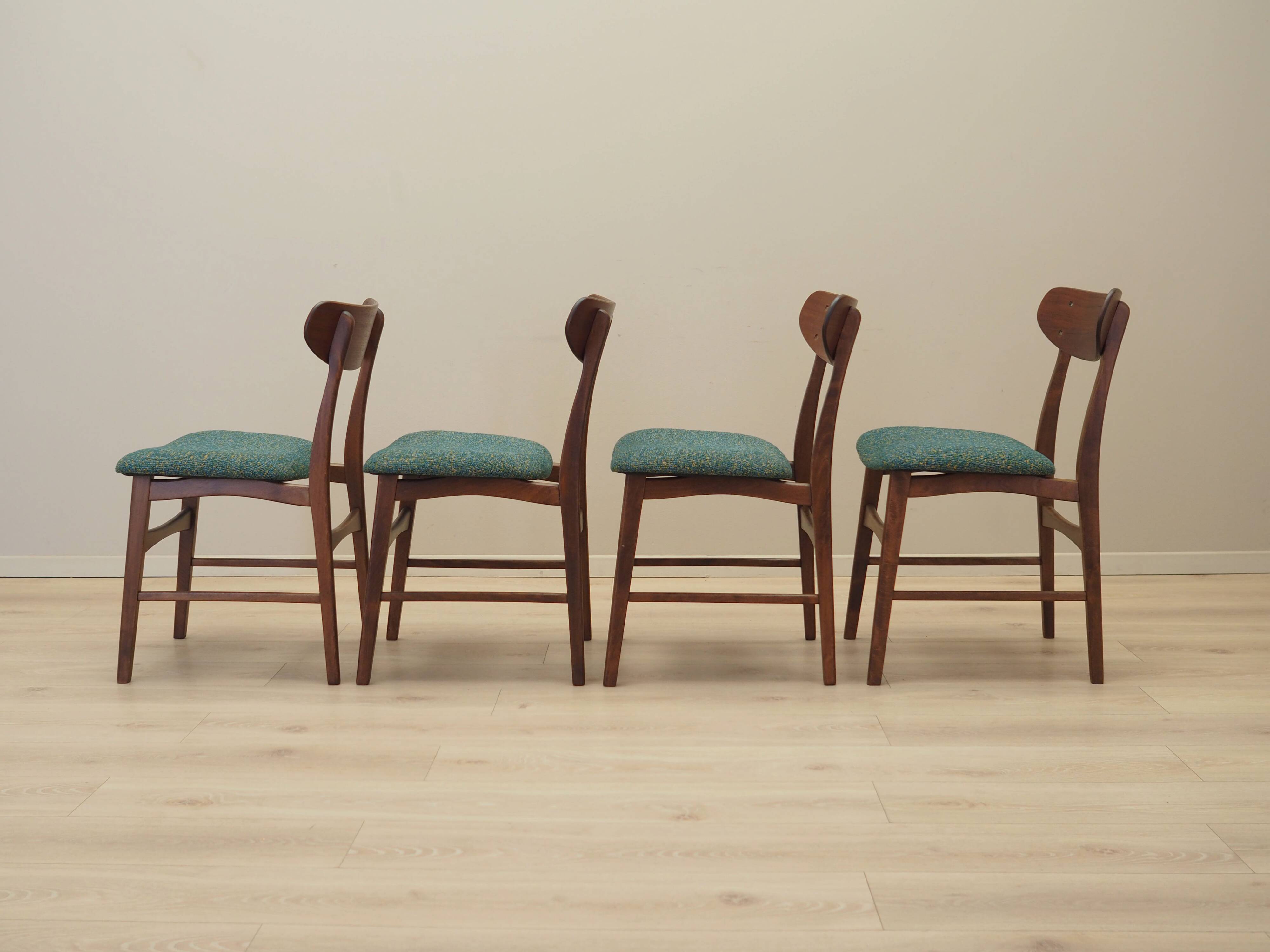 Set of four teak chairs, Danish design, 1970s, production: Denmark