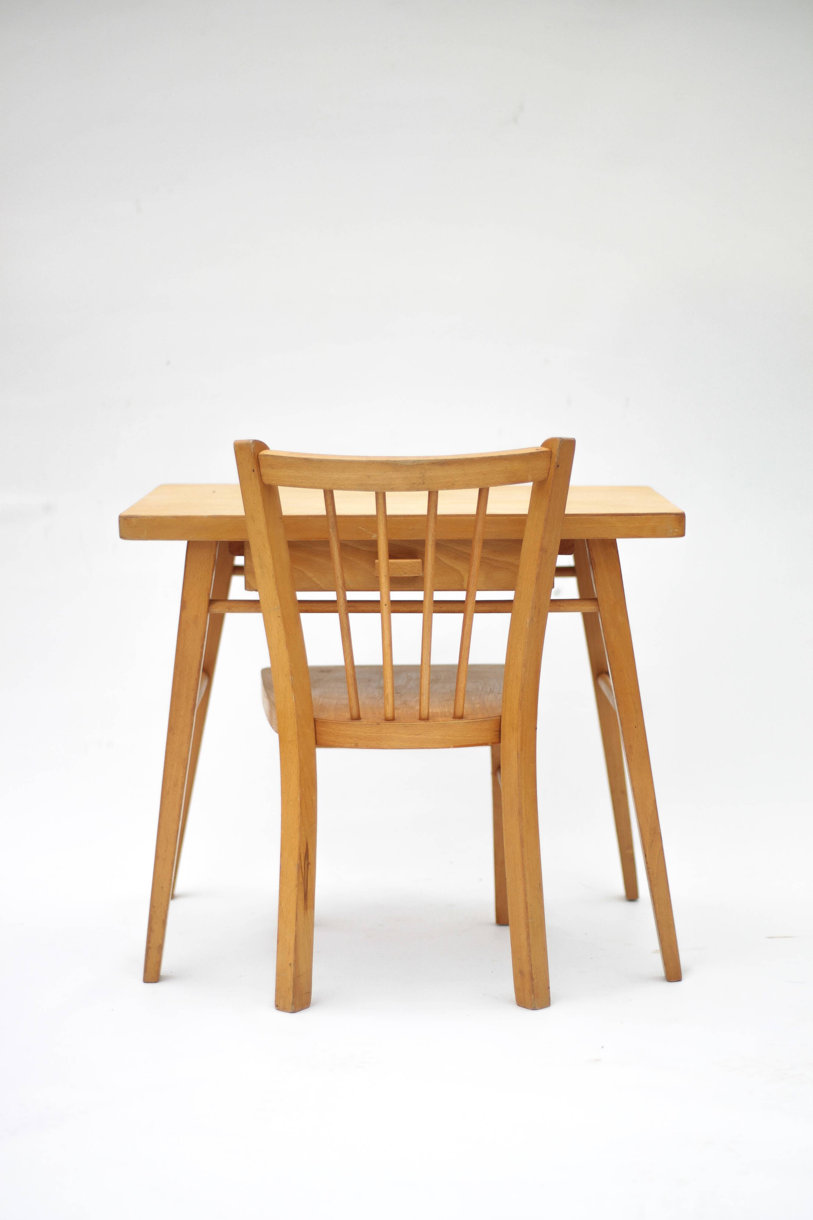 Baumann vintage desk, children's wooden desk with chair, desk with drawers.