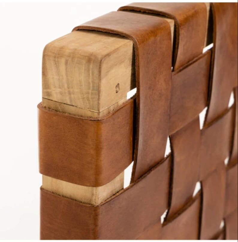 153 cm wooden and leather headboard