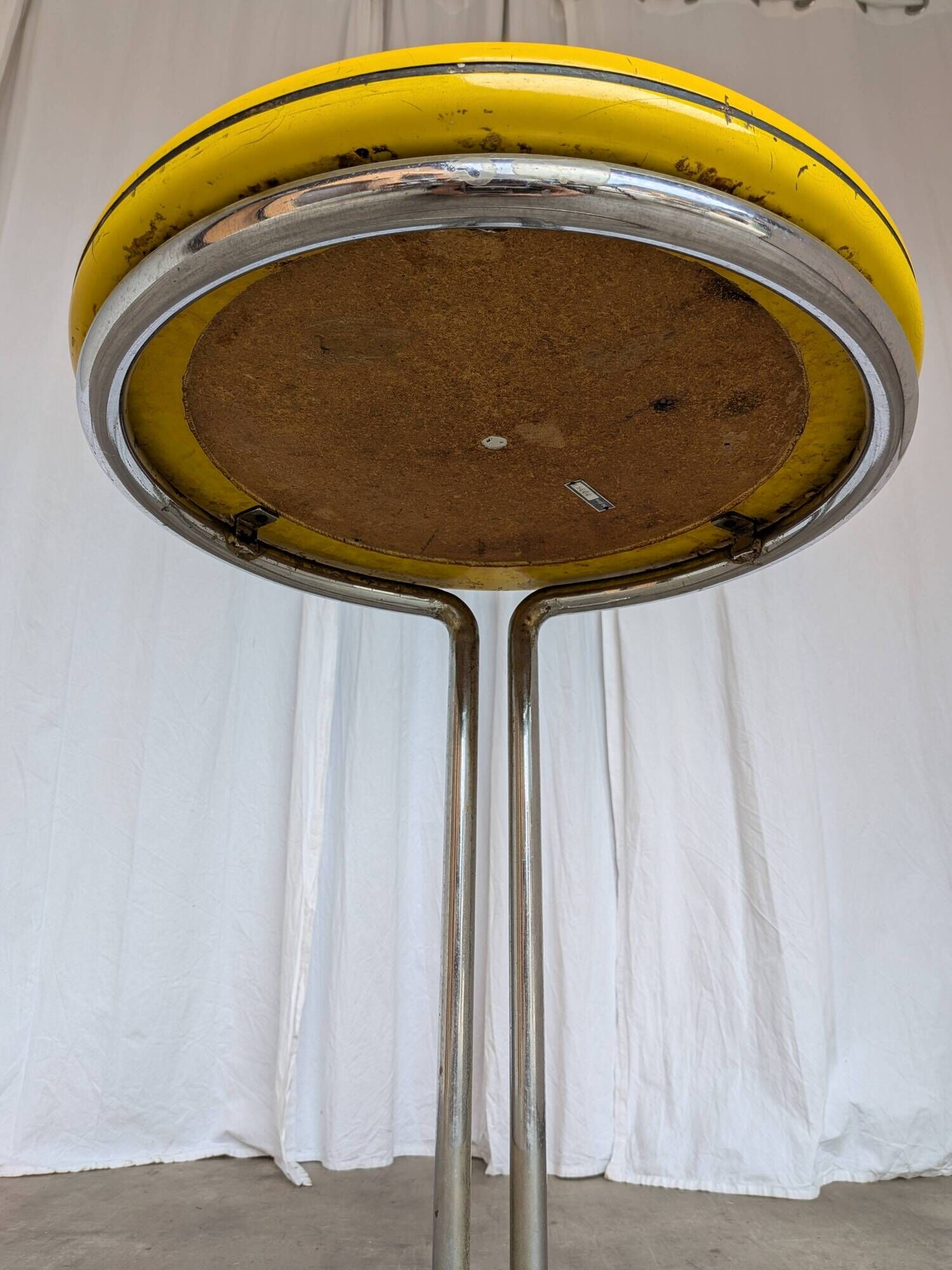 Vintage Yellow Bar Table: Chrome Bauhaus Style, 1970s High Coffee Table