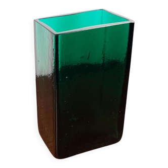 Minimalist mid-century glass block vase by Finncristall, Finland, 1960s.