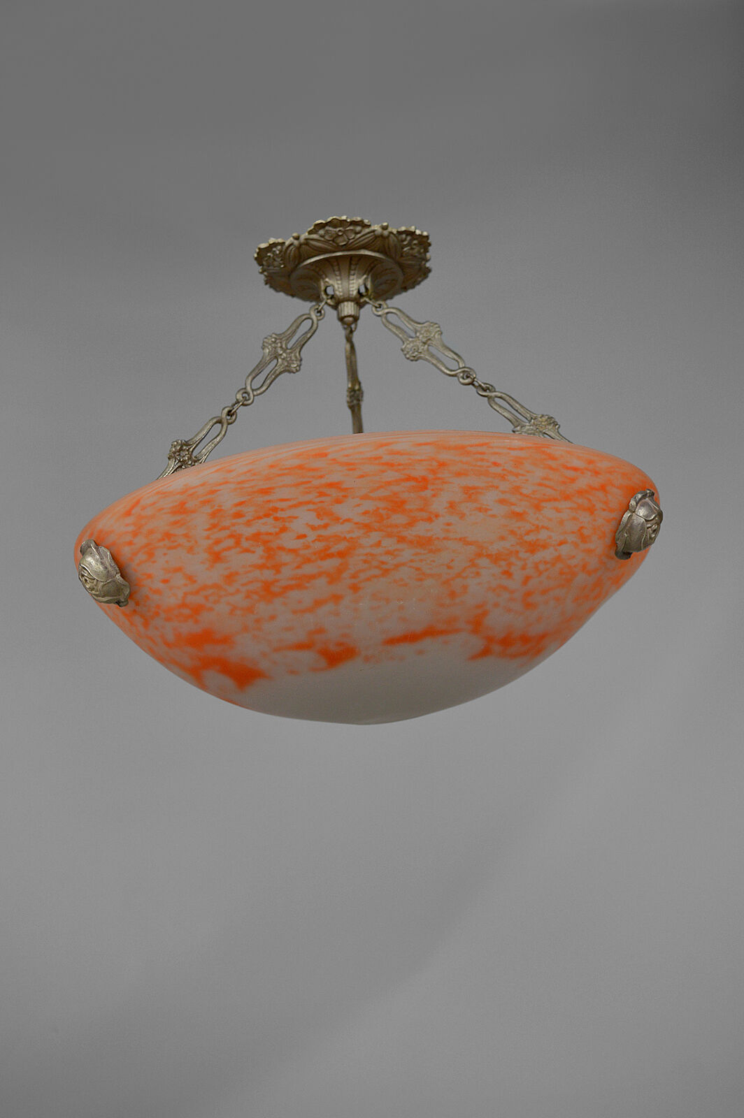 Art Deco pendant lamp in silver bronze, France, circa 1925