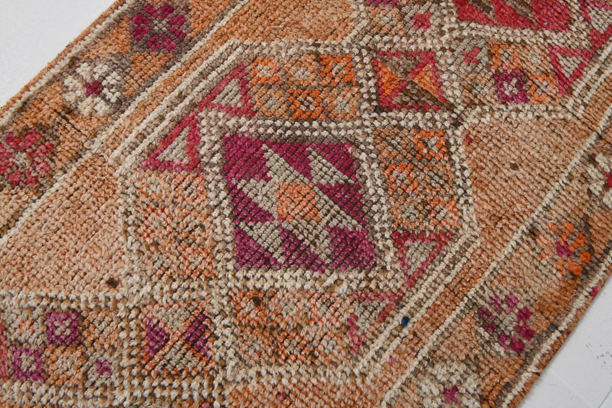Light Orange & Red Turkish Runner Rug, 87x410Cm