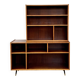 Asymmetrical mahogany bookshelf — 2 offset elements, custom-made, 1960s